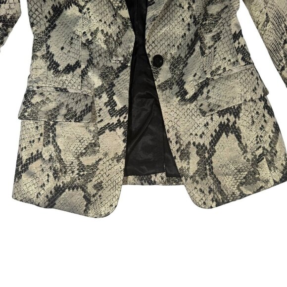 Bebe Women's Gold & Black Metallic Snakeskin Print Blazer Jacket Size 2 - Picture 4 of 6